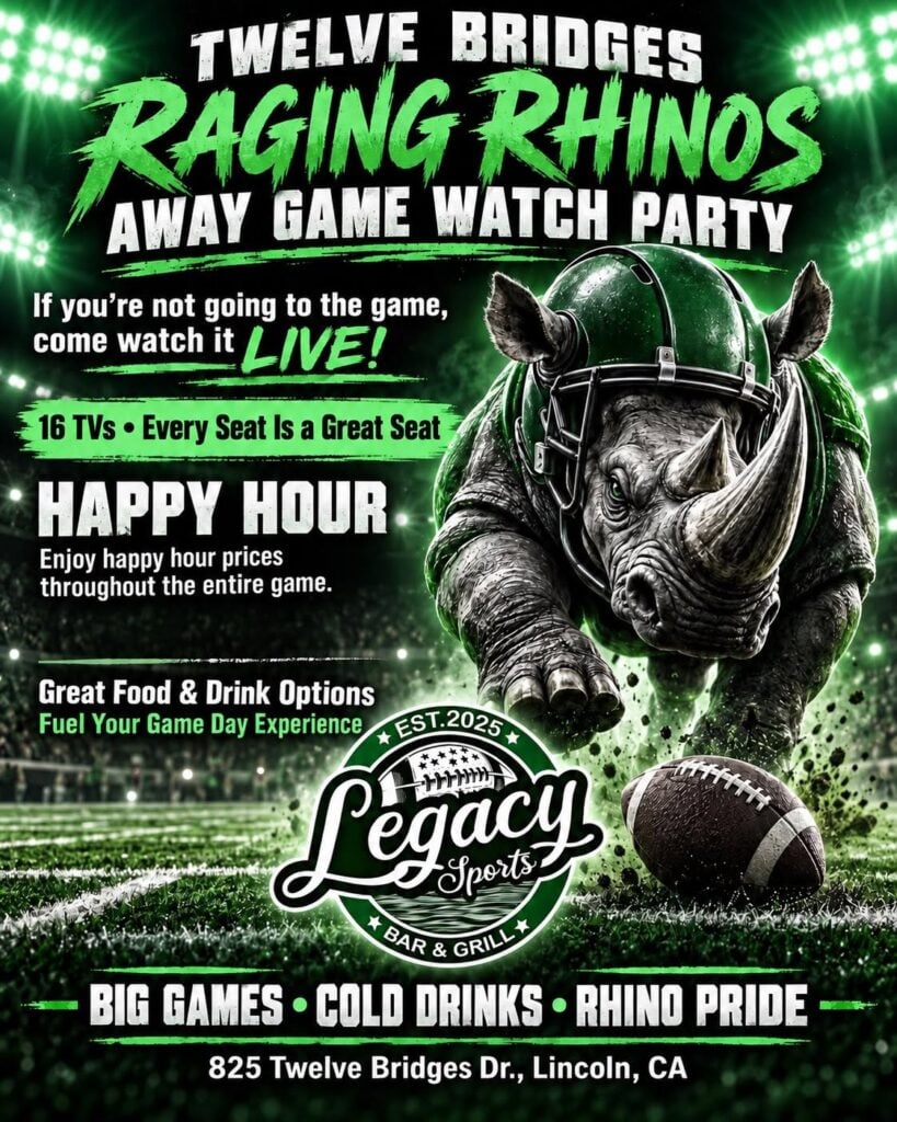 Twelve Bridges Raging Rhinos Away Game Watch Party